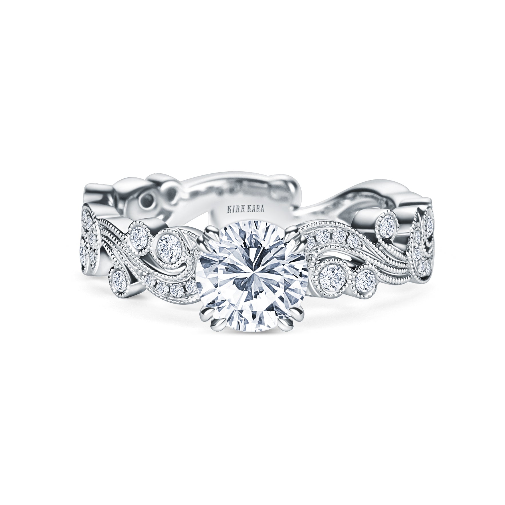 Whimsical Swirl Milgrain Diamond Engagement Ring