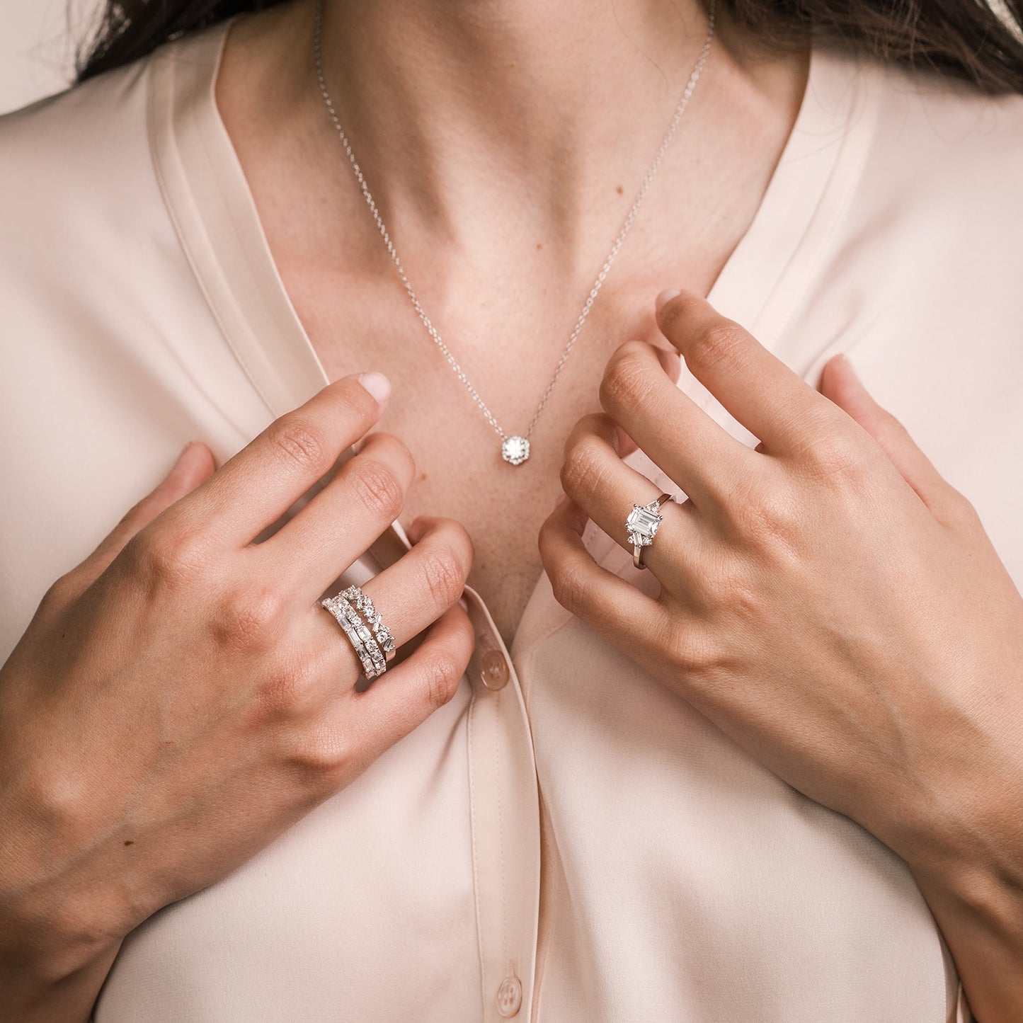 Modern Cluster Boho Diamond Engagement Ring