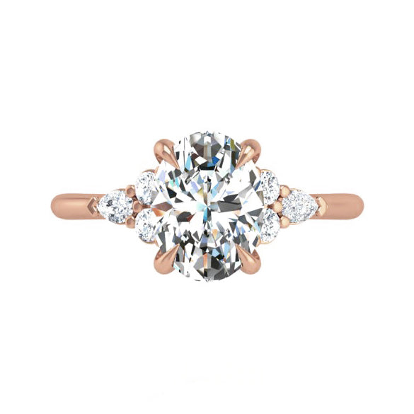 Preset Cluster Side Stone Oval Lab Diamond Engagement Ring