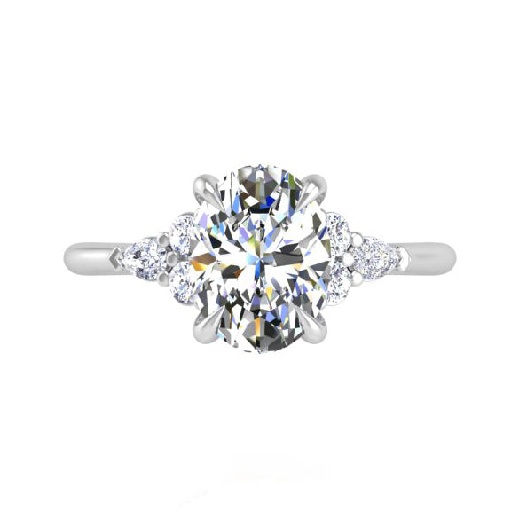 Preset Cluster Side Stone Oval Lab Diamond Engagement Ring