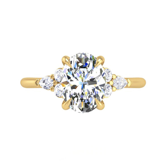 Preset Cluster Side Stone Oval Lab Diamond Engagement Ring