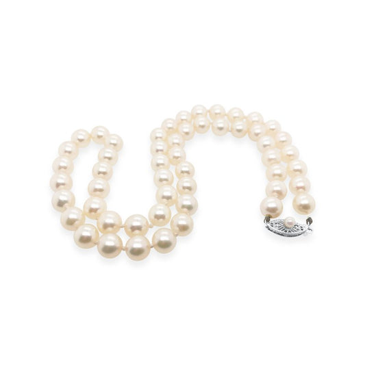 14K White Gold Elegant Pearl Necklace