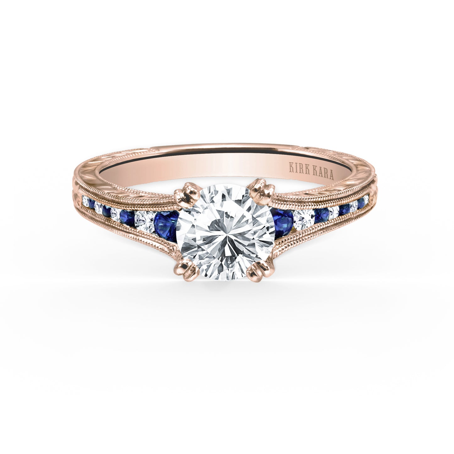 Channel Set Sapphire Diamond Engagement Ring