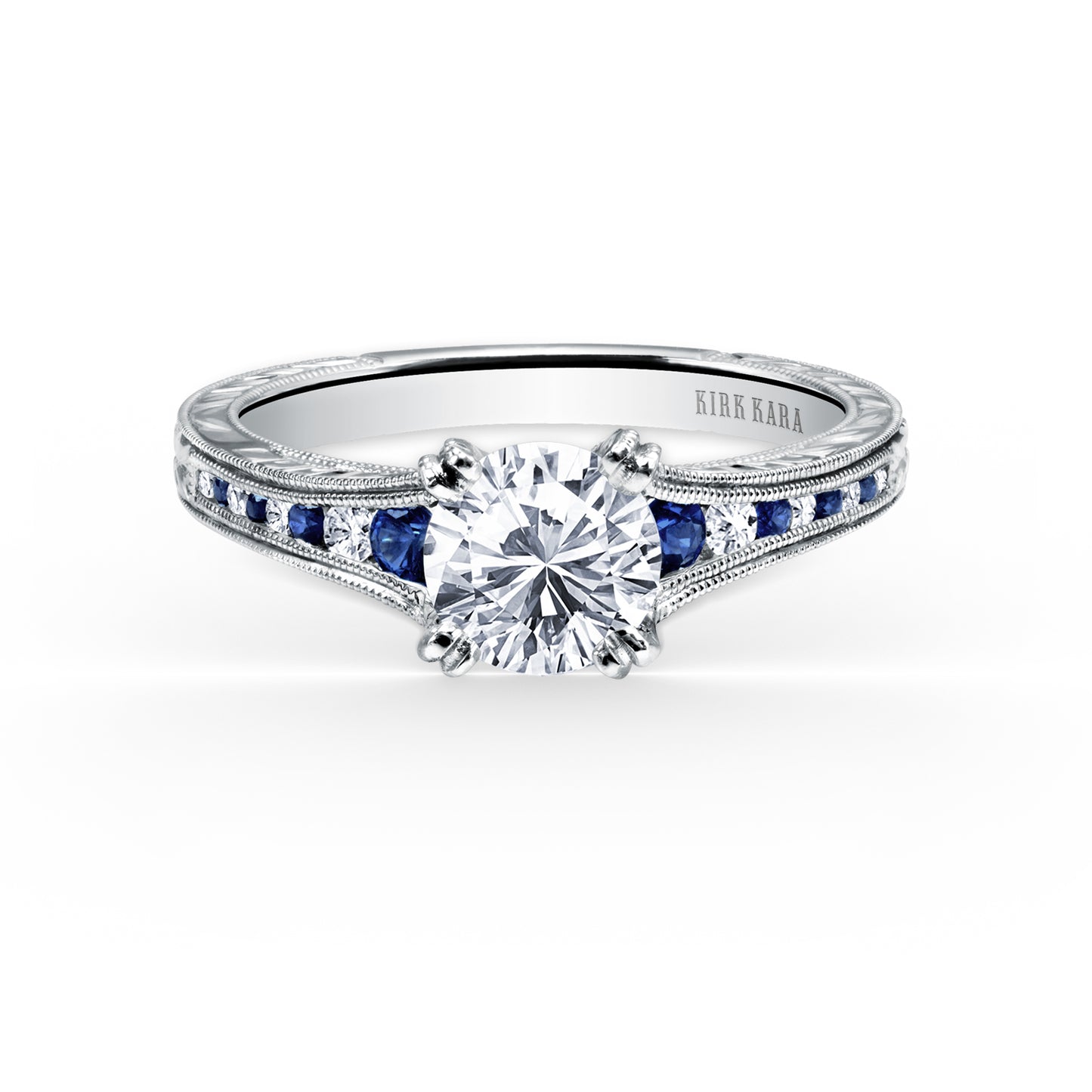 Channel Set Sapphire Diamond Engagement Ring