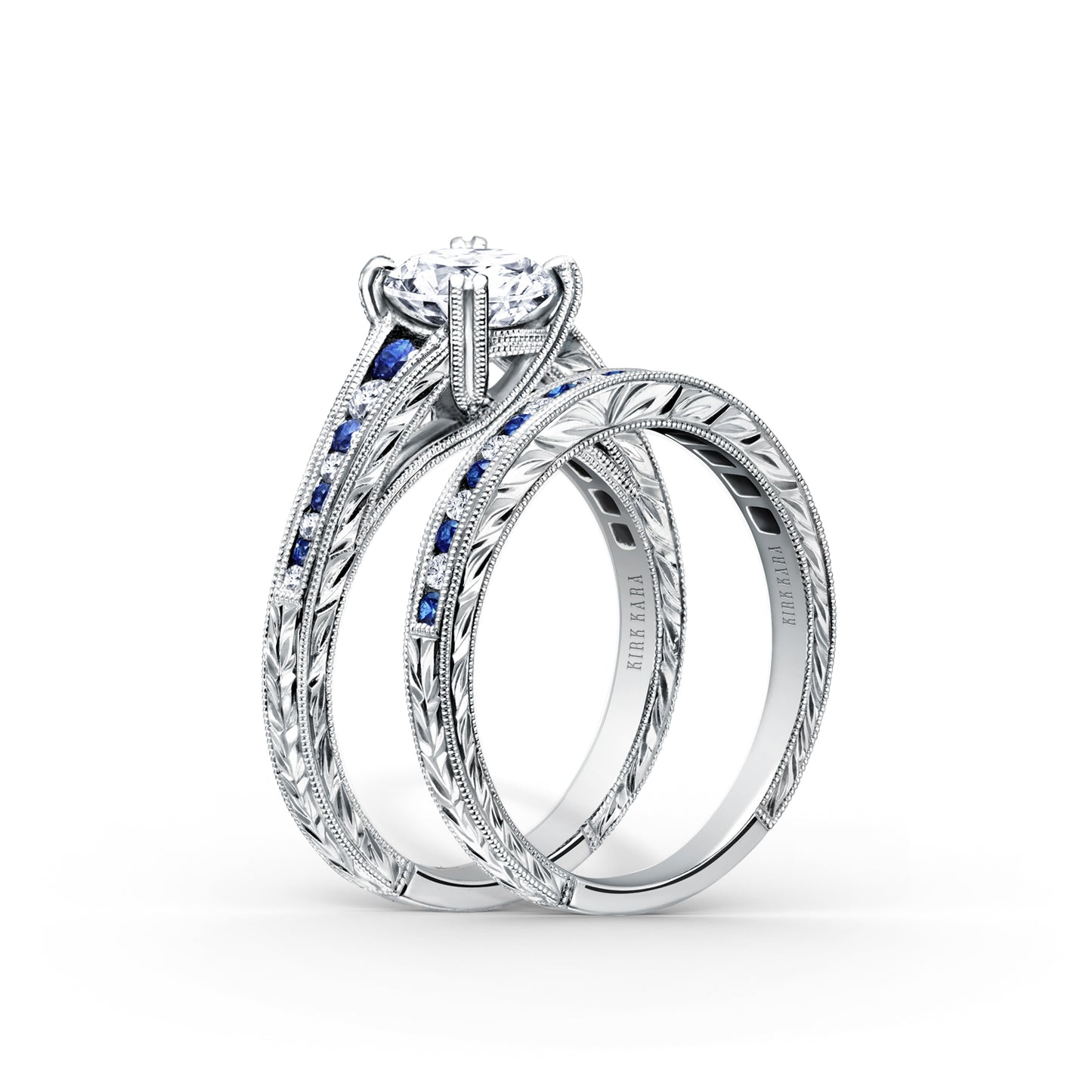 Channel Set Sapphire Diamond Engagement Ring