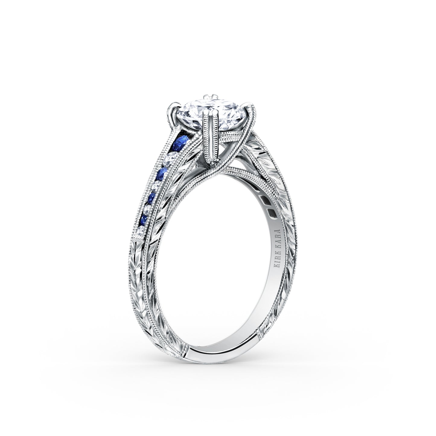 Channel Set Sapphire Diamond Engagement Ring