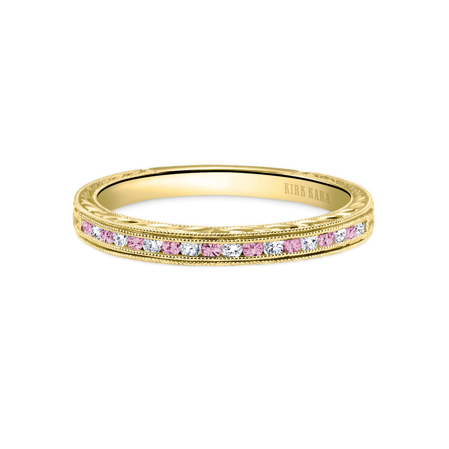 Channel Set Pink Sapphire Diamond Wedding Band