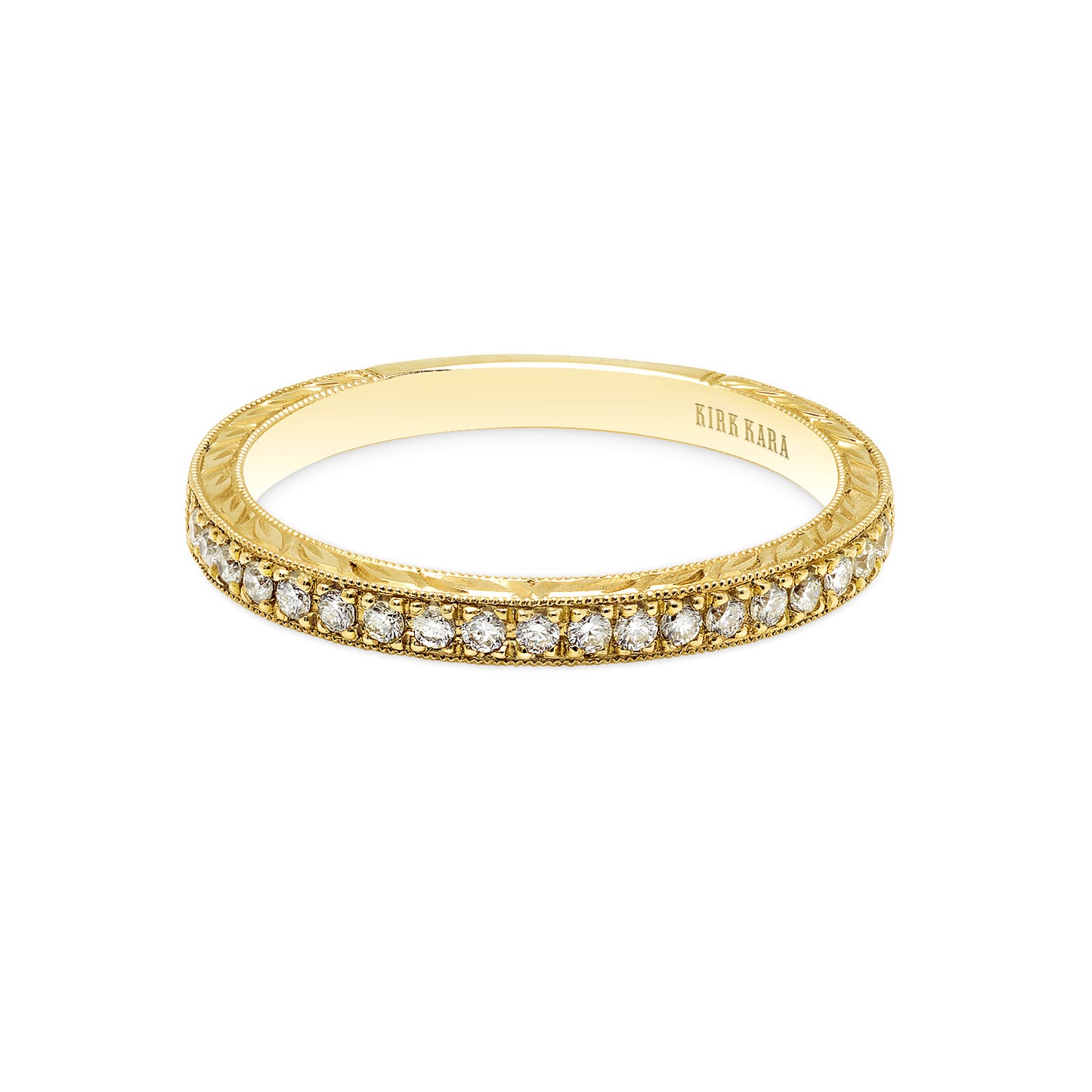 Glamorous Engraved Diamond Wedding Band