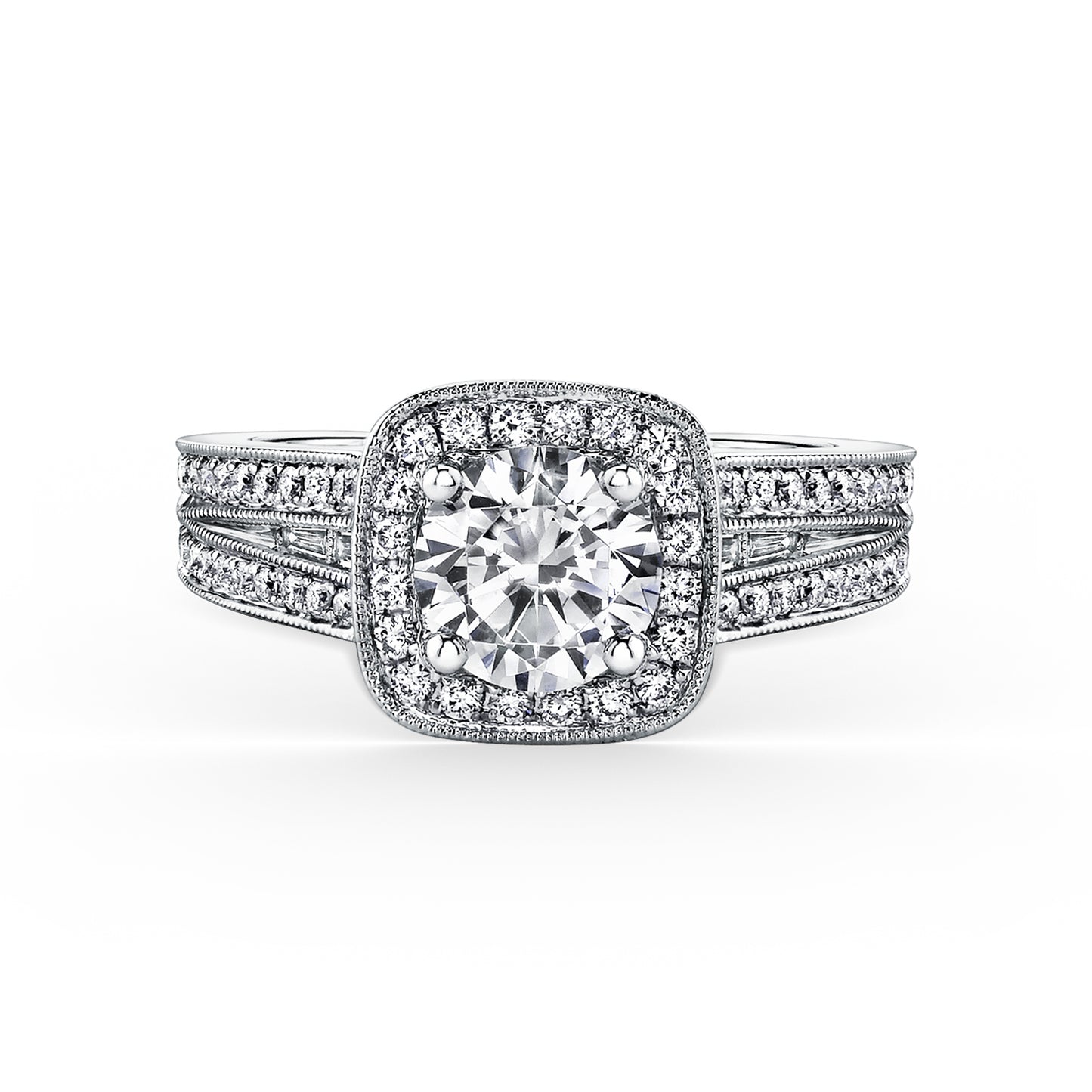 Halo Modern Baguette Diamond Engagement Ring