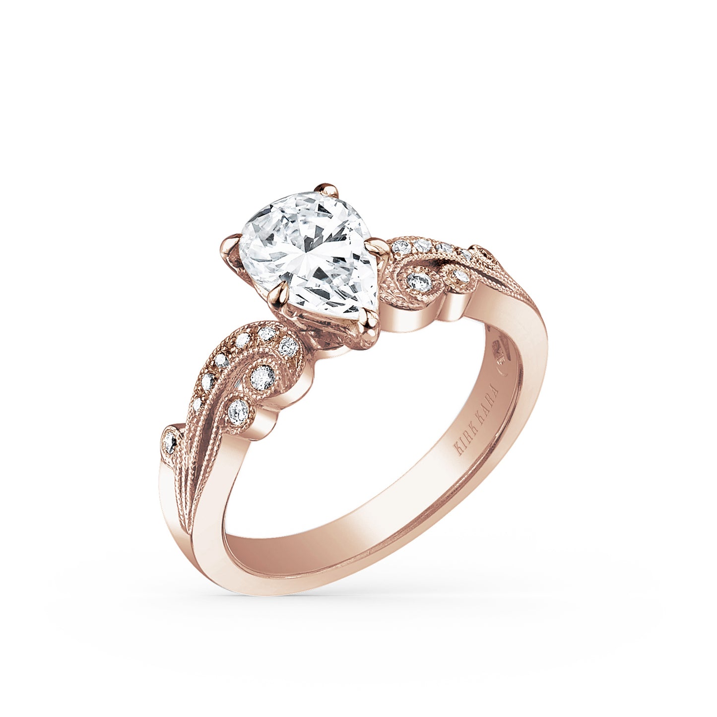 Artistic Reverse Swirl Diamond Milgrain Engagement Ring