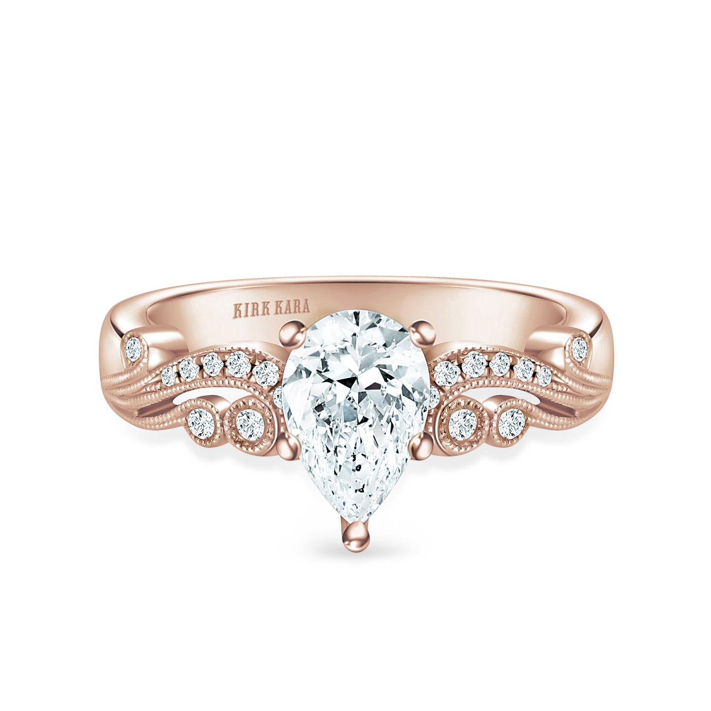 Artistic Reverse Swirl Diamond Milgrain Engagement Ring