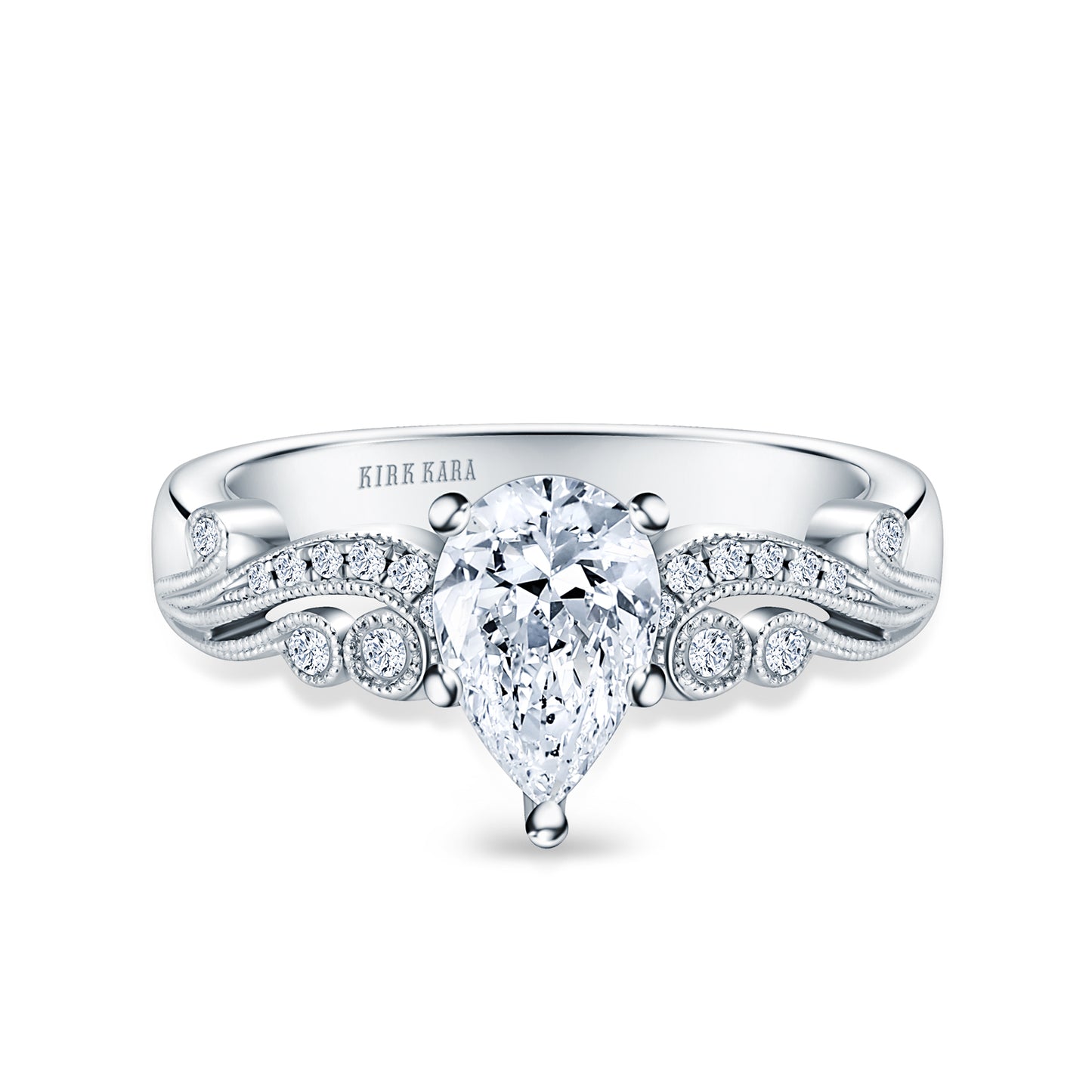 Artistic Reverse Swirl Diamond Milgrain Engagement Ring