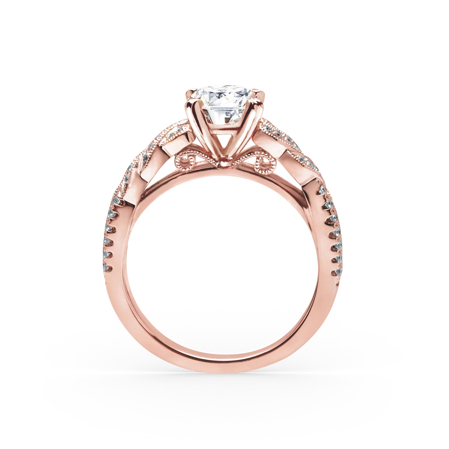 Split Shank Ribbon Diamond Engagement Ring