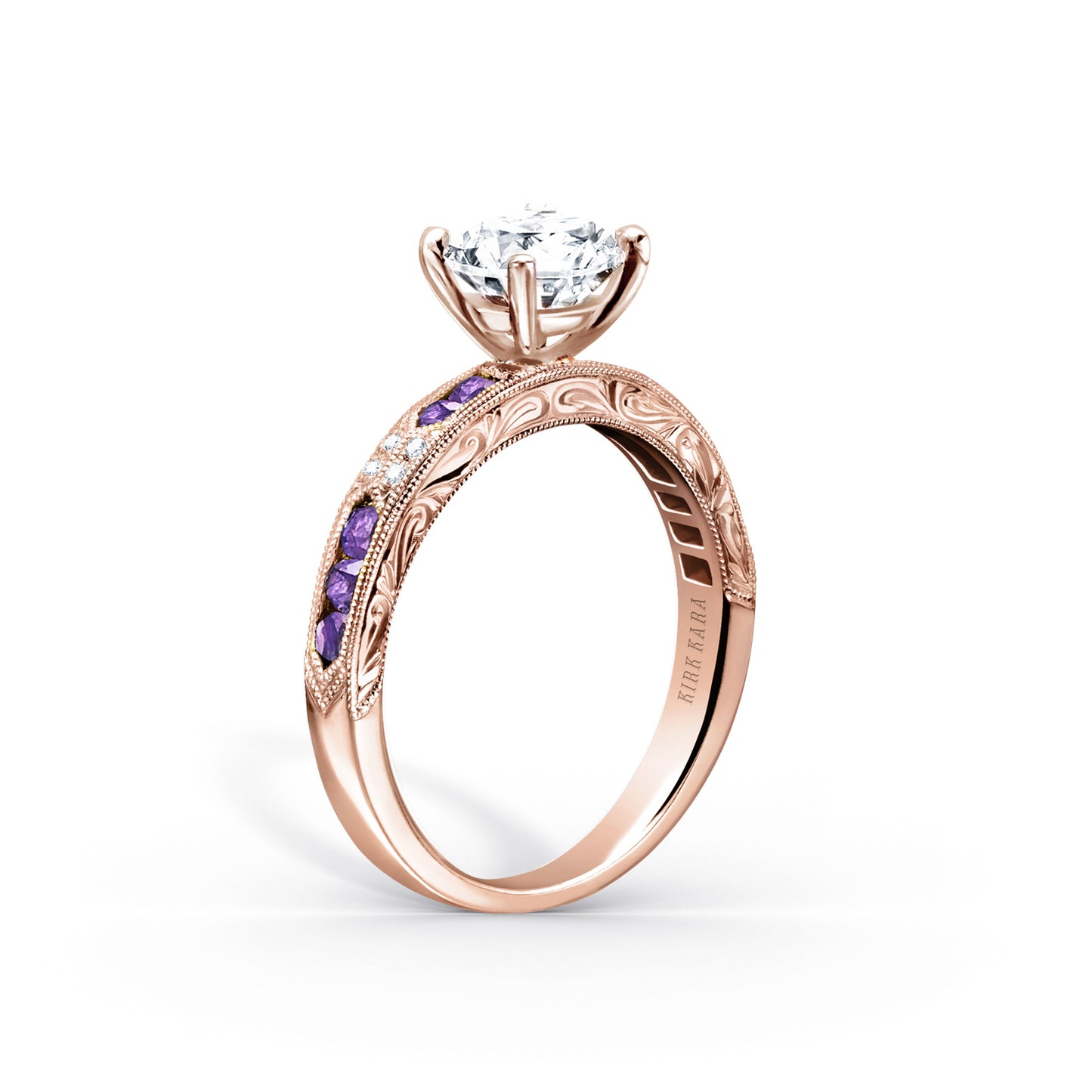 Channel Set Artful Amethyst Diamond Engagement Ring