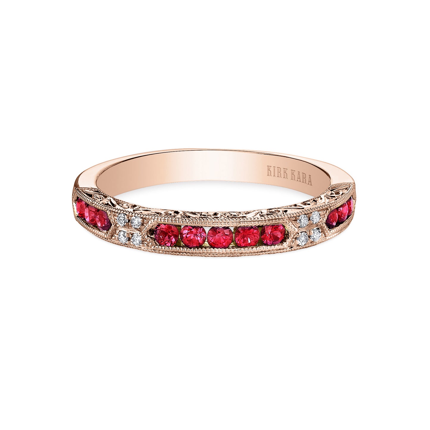 Channel Set Artful Ruby Diamond Wedding Band