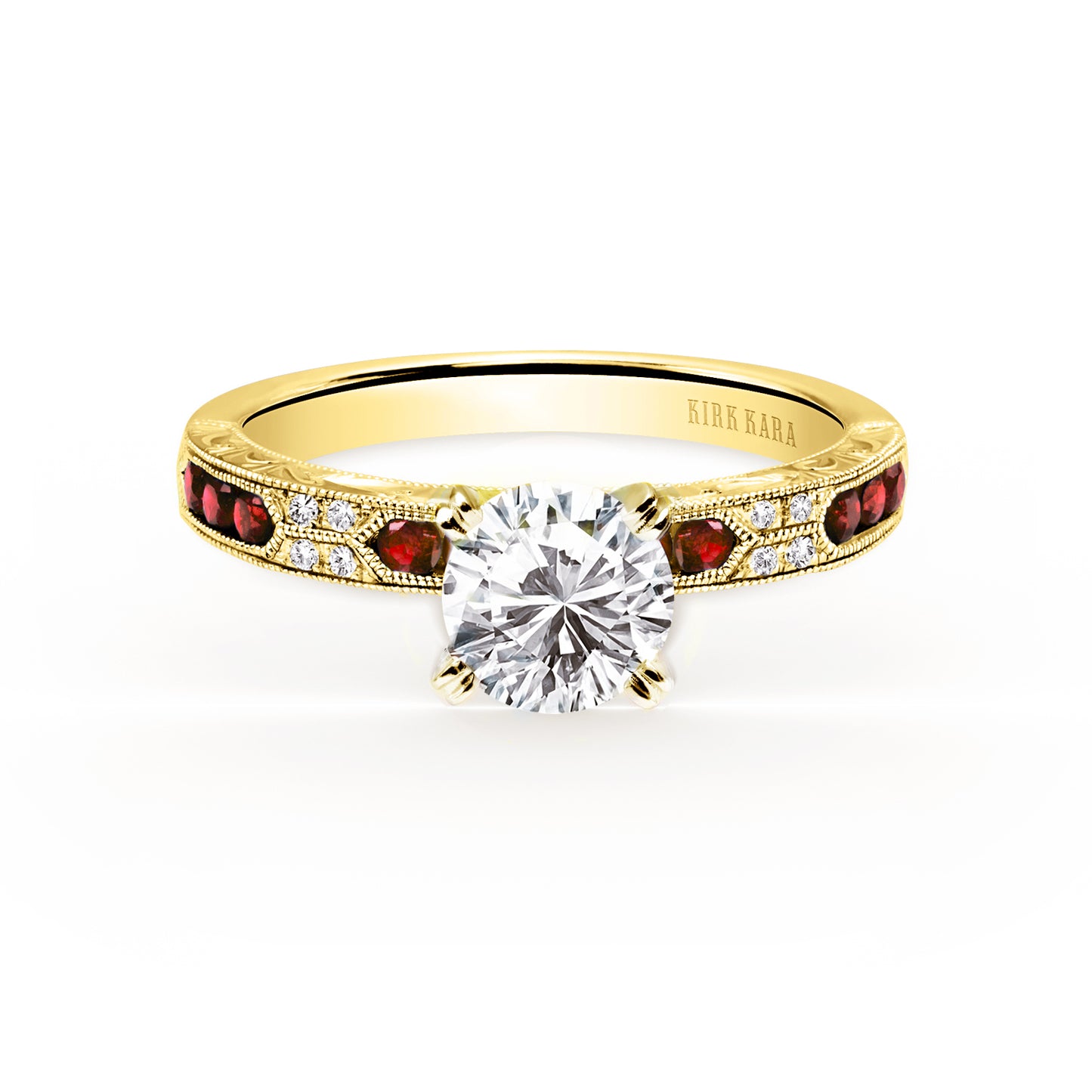 Channel Set Artful Ruby Diamond Engagement Ring