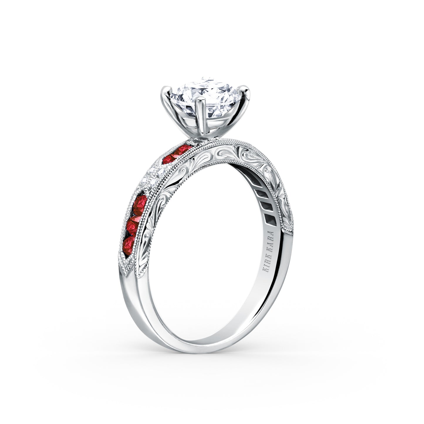 Channel Set Artful Ruby Diamond Engagement Ring