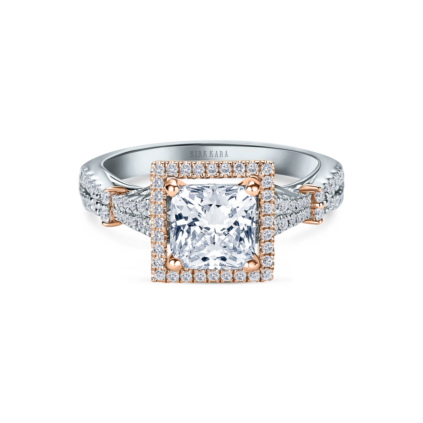 Romantic Split Shank Halo Diamond Engagement Ring
