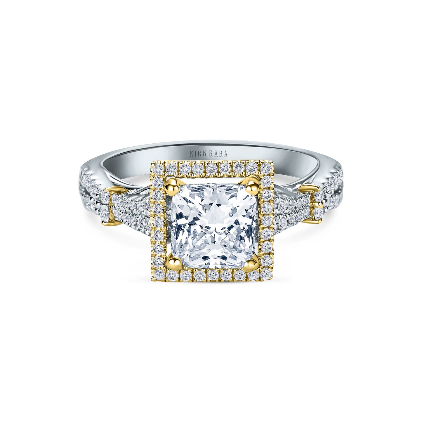 Romantic Split Shank Halo Diamond Engagement Ring