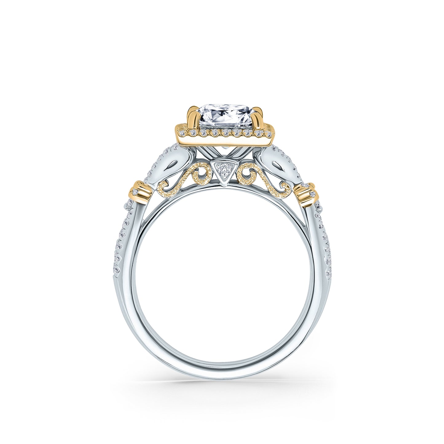 Romantic Split Shank Halo Diamond Engagement Ring