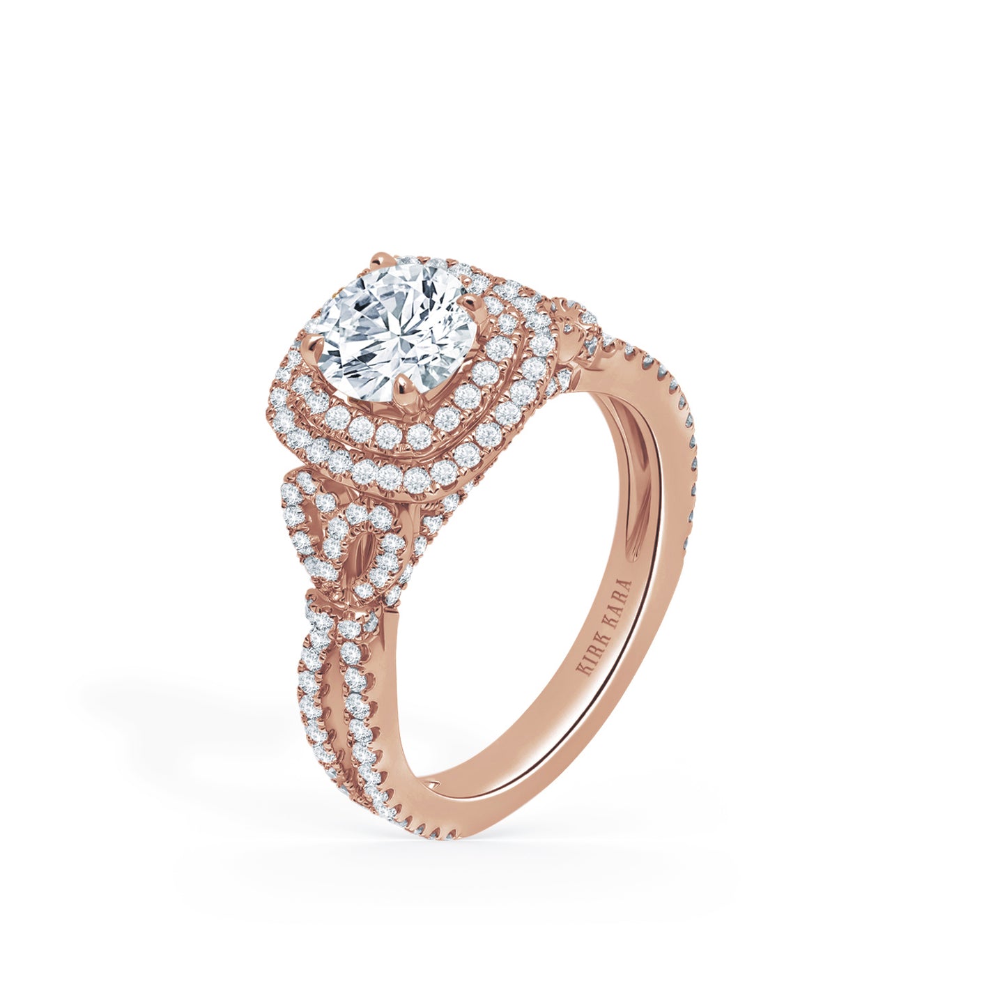 Romantic Bows Double Halo Diamond Engagement Ring