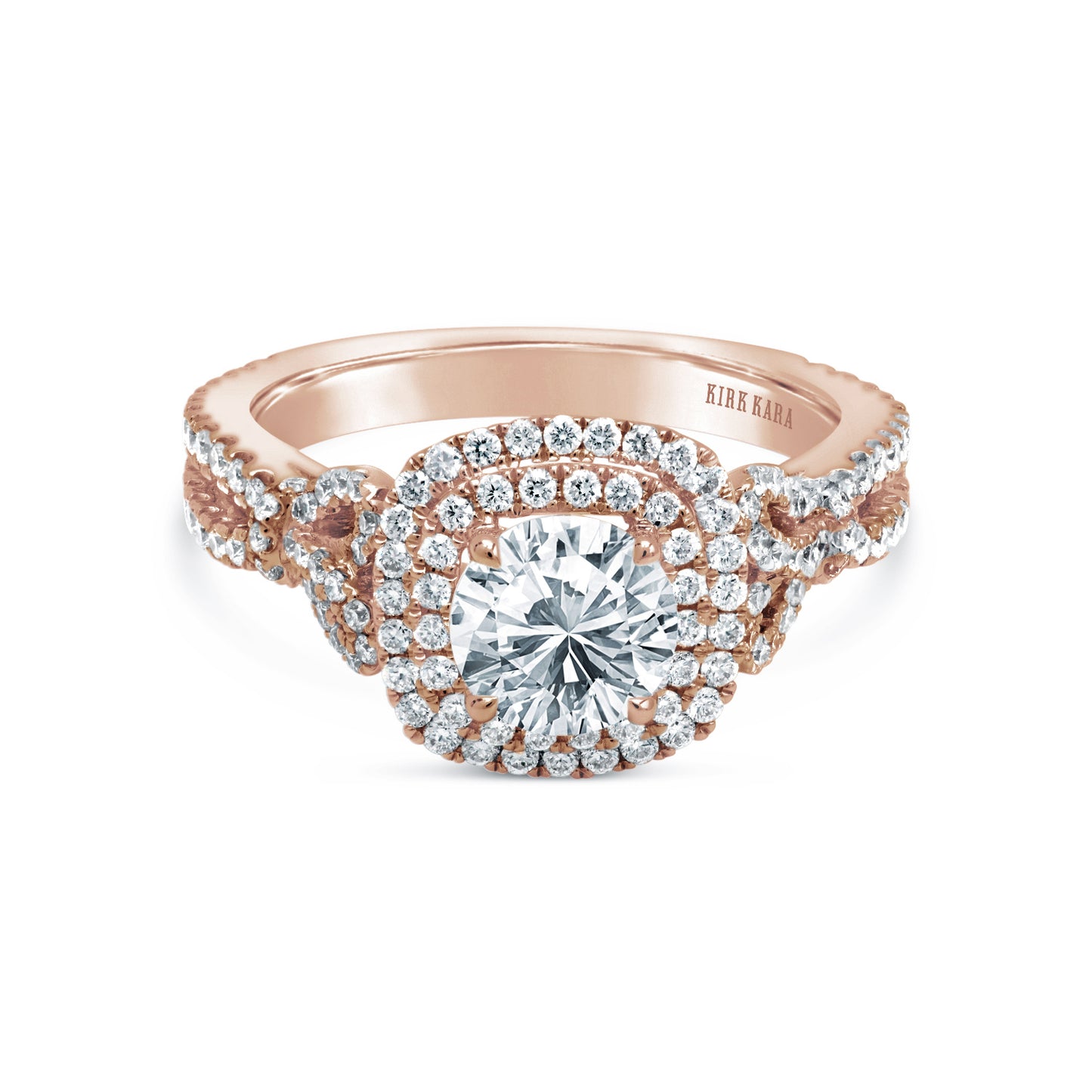 Romantic Bows Double Halo Diamond Engagement Ring