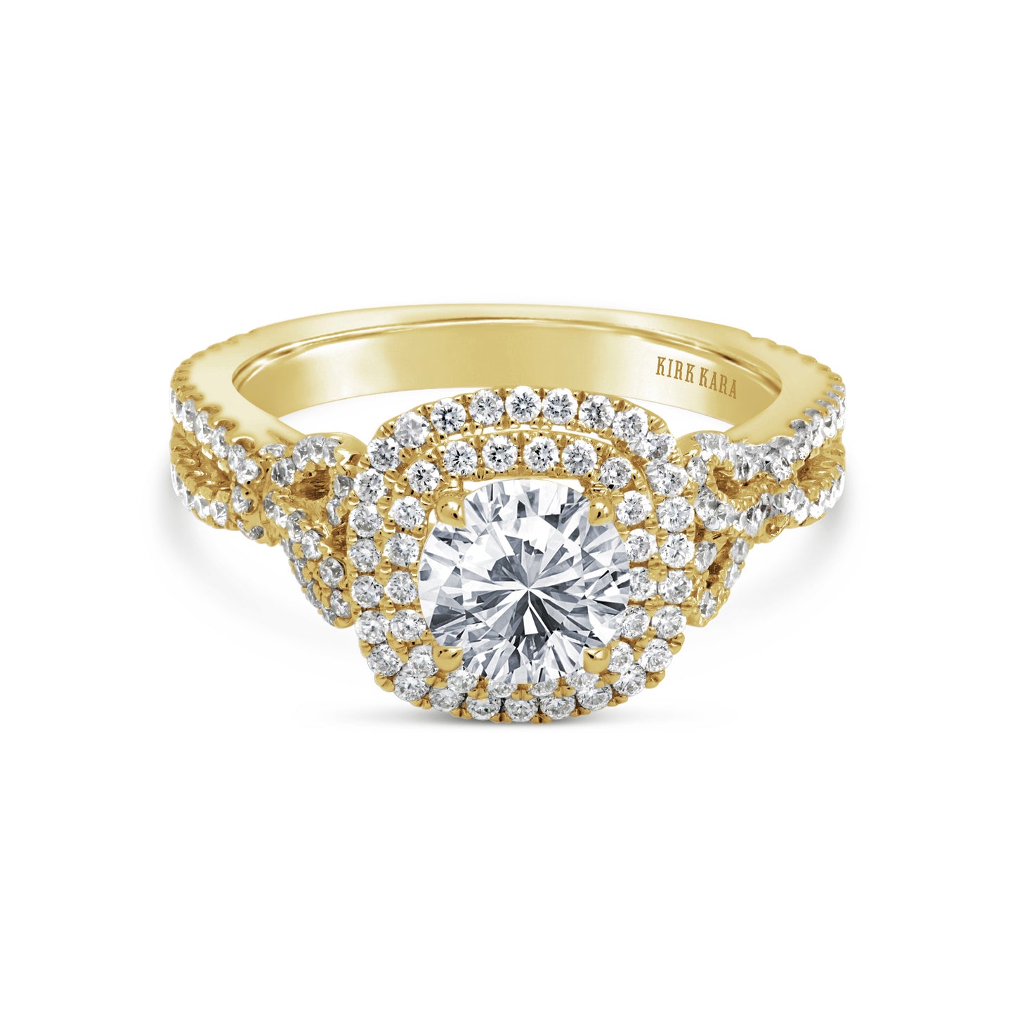 Romantic Bows Double Halo Diamond Engagement Ring