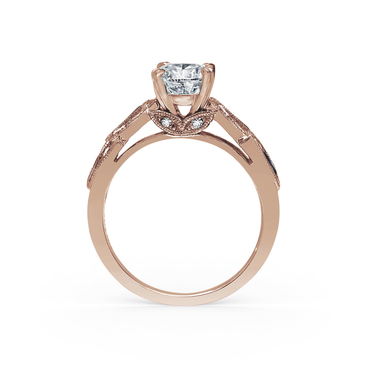Botanical Floral Blue Sapphire Marquise Diamond Engagement Ring