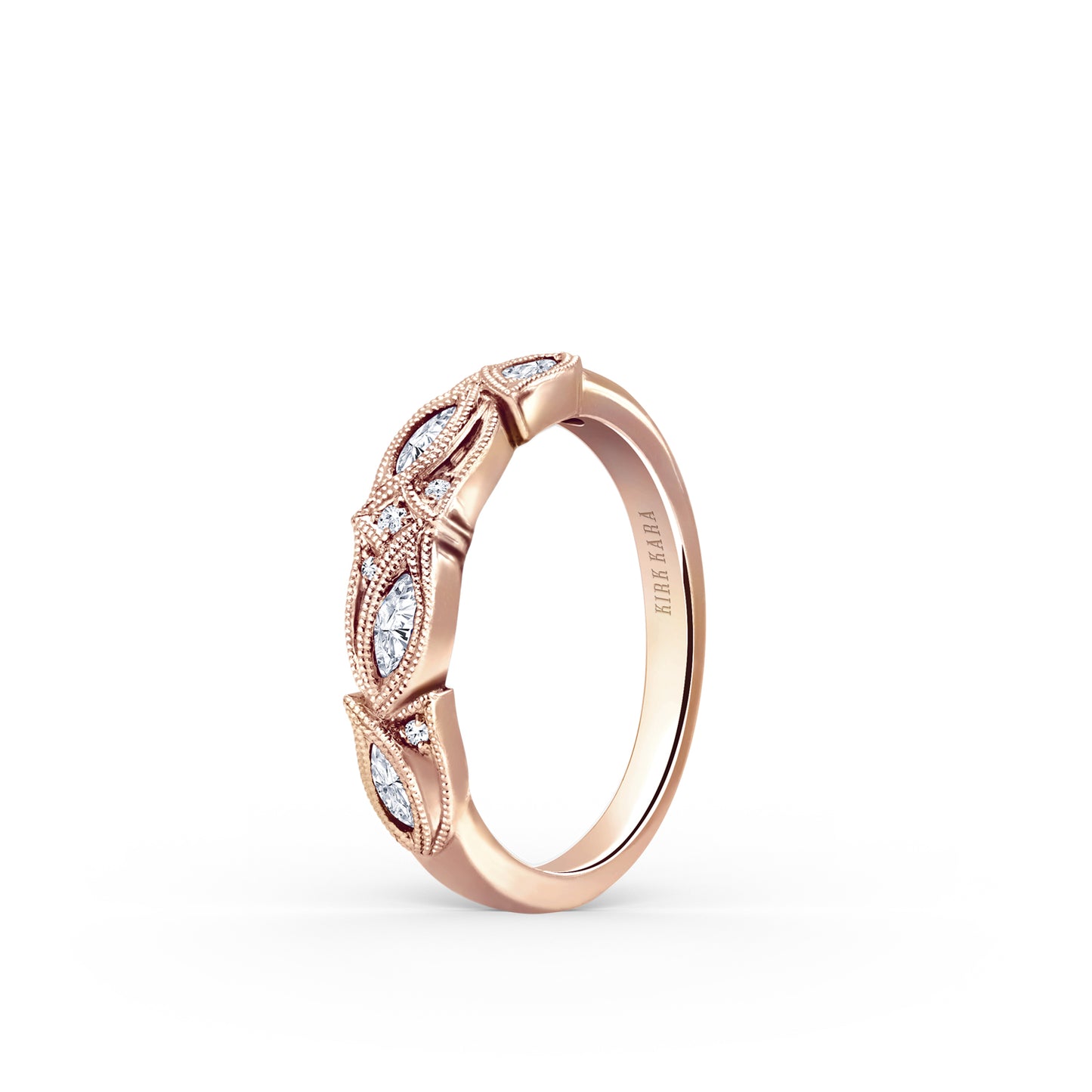 Botanical Floral Marquise Diamond Wedding Band