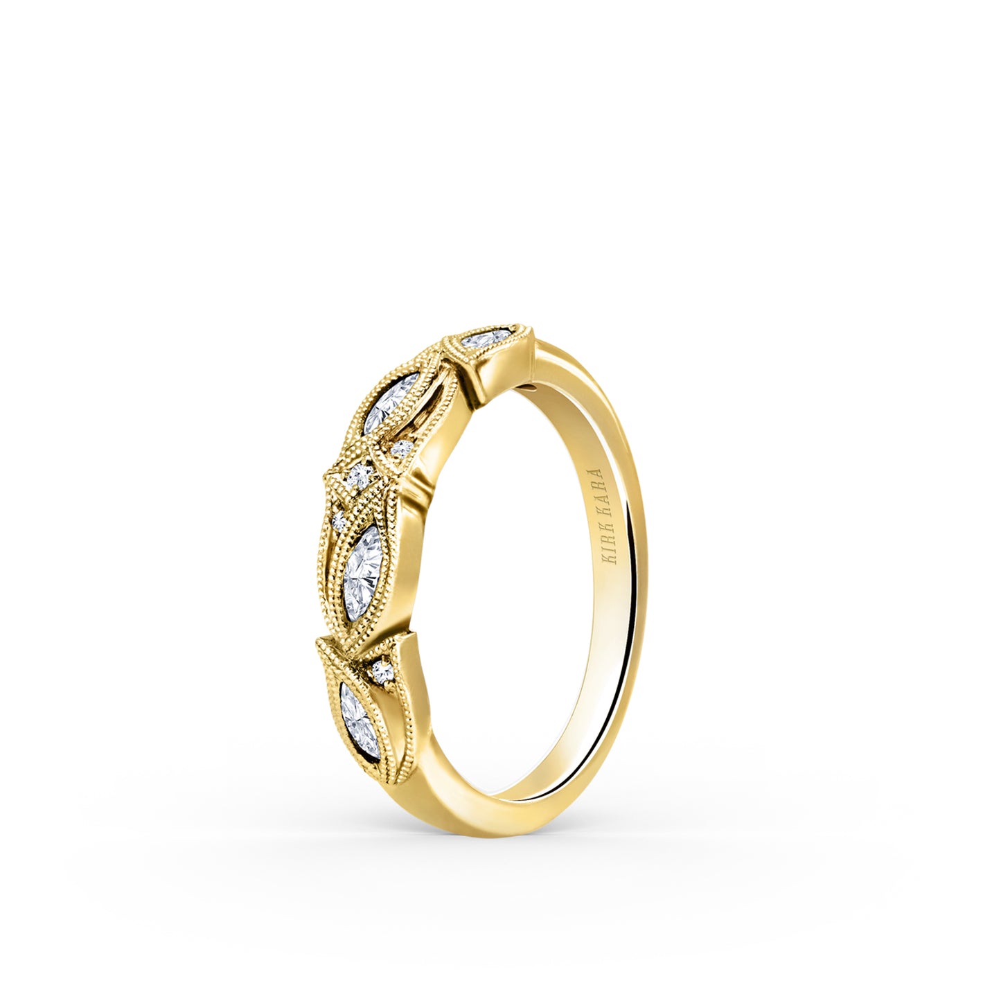 Botanical Floral Marquise Diamond Wedding Band