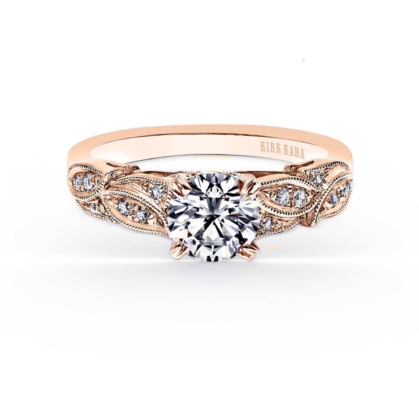 Pavé Leaf Floral Diamond Engagement Ring