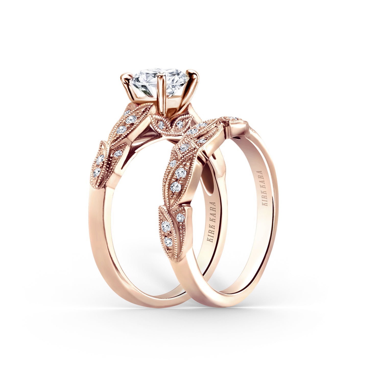 Pavé Leaf Floral Diamond Wedding Band