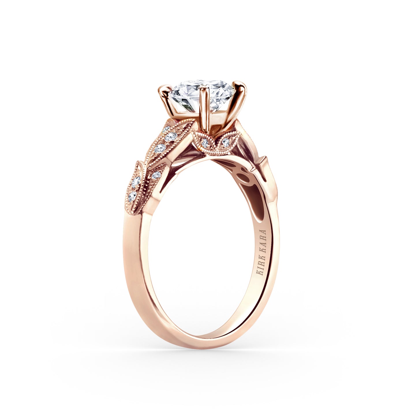 Pavé Leaf Floral Diamond Engagement Ring