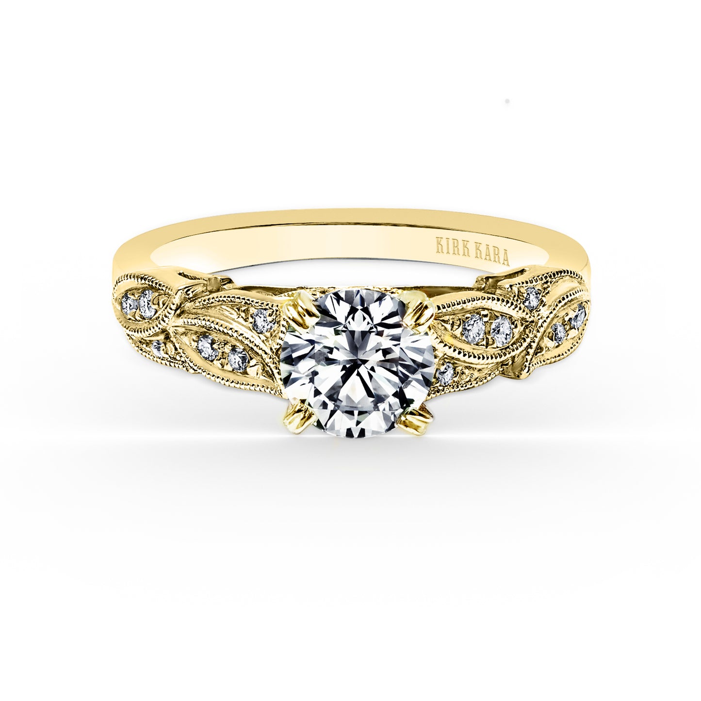 Pavé Leaf Floral Diamond Engagement Ring