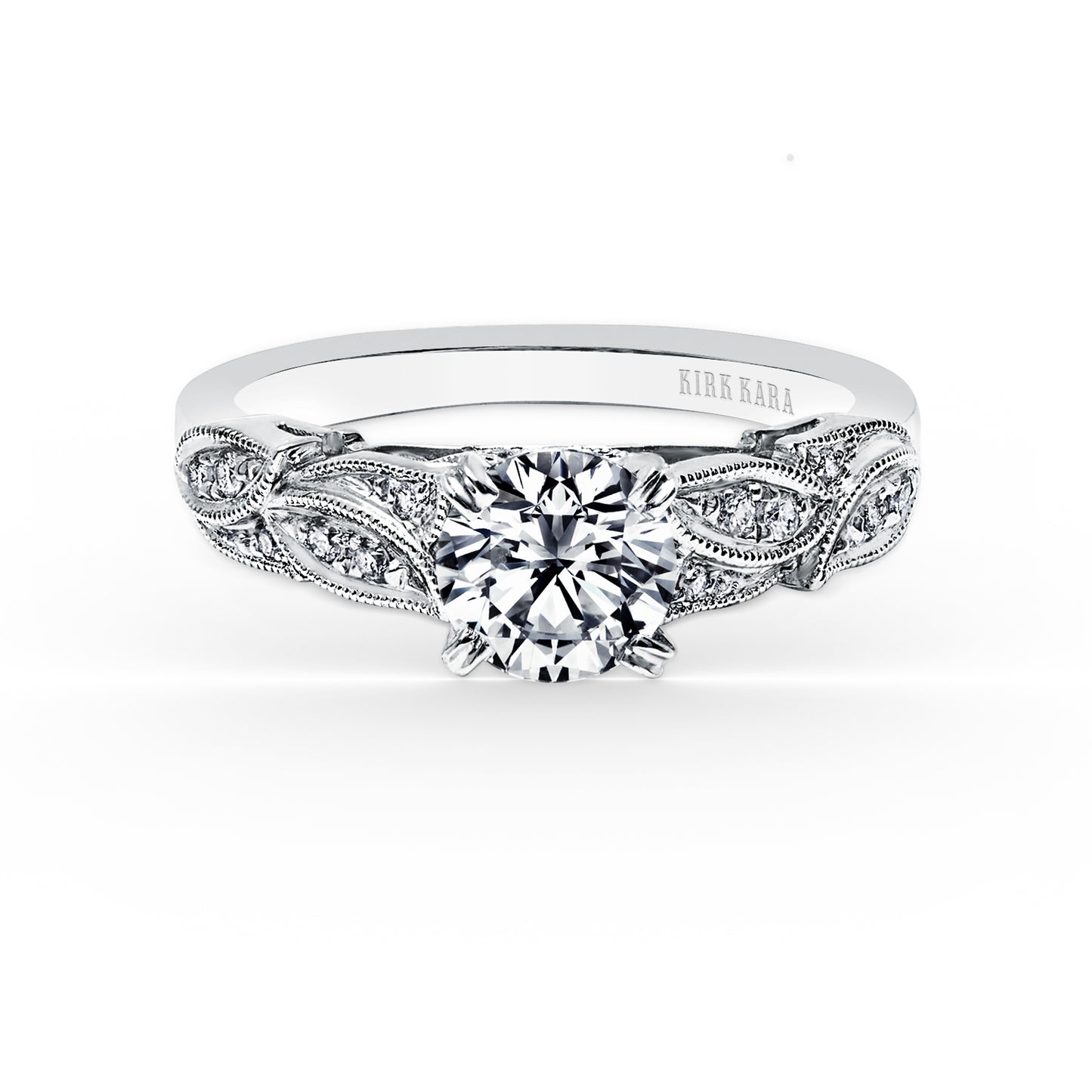 Pavé Leaf Floral Diamond Engagement Ring