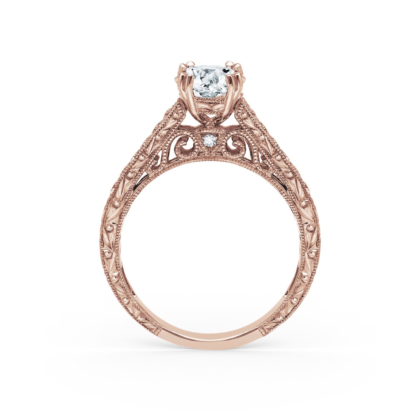 Classic Engraved Pavé Diamond Engagement Ring