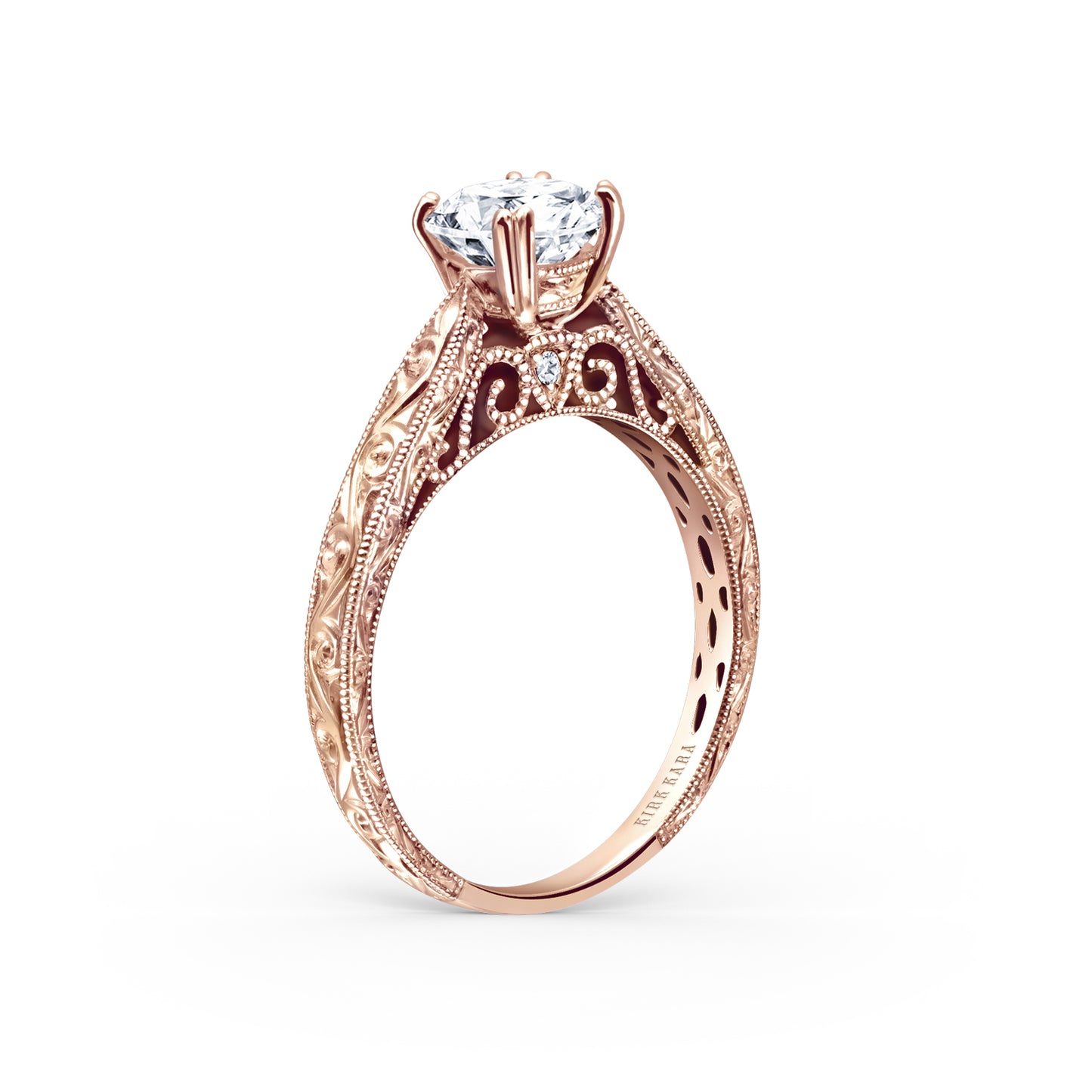 Hand Engraved Vintage Inspired Solitaire Engagement Ring