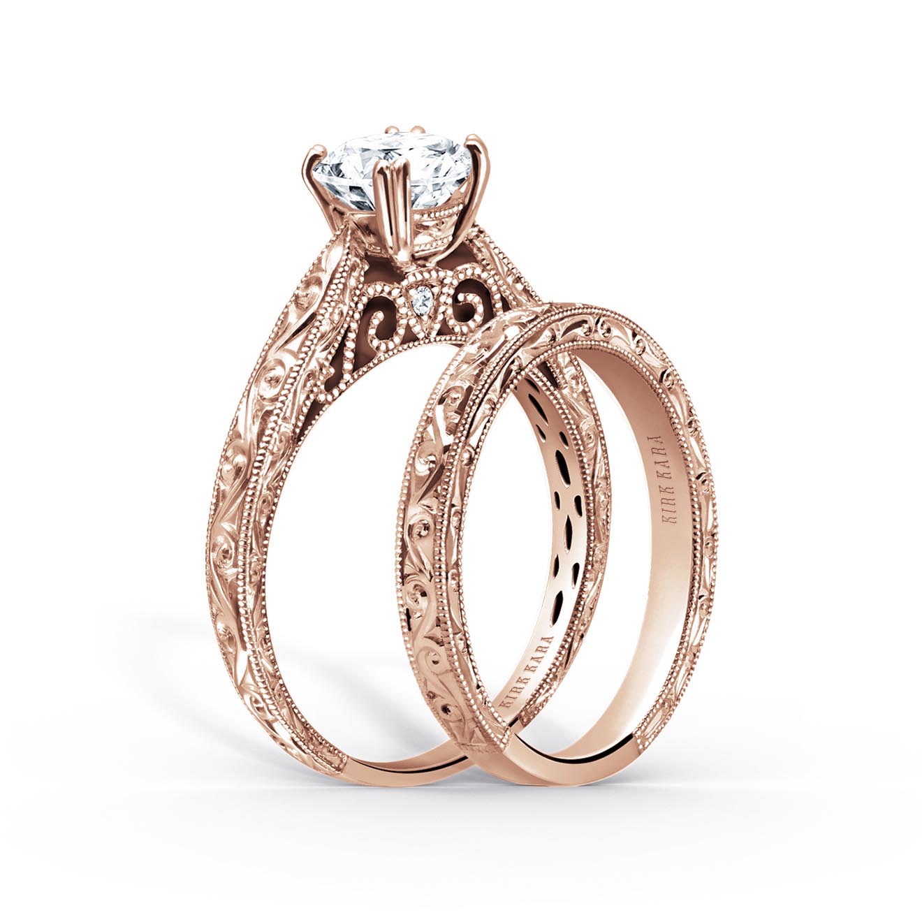 Hand Engraved Vintage Inspired Solitaire Engagement Ring