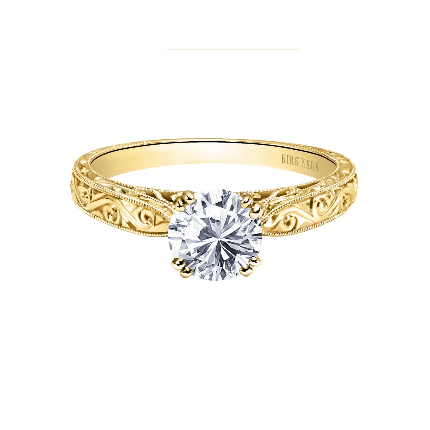 Hand Engraved Vintage Inspired Solitaire Engagement Ring