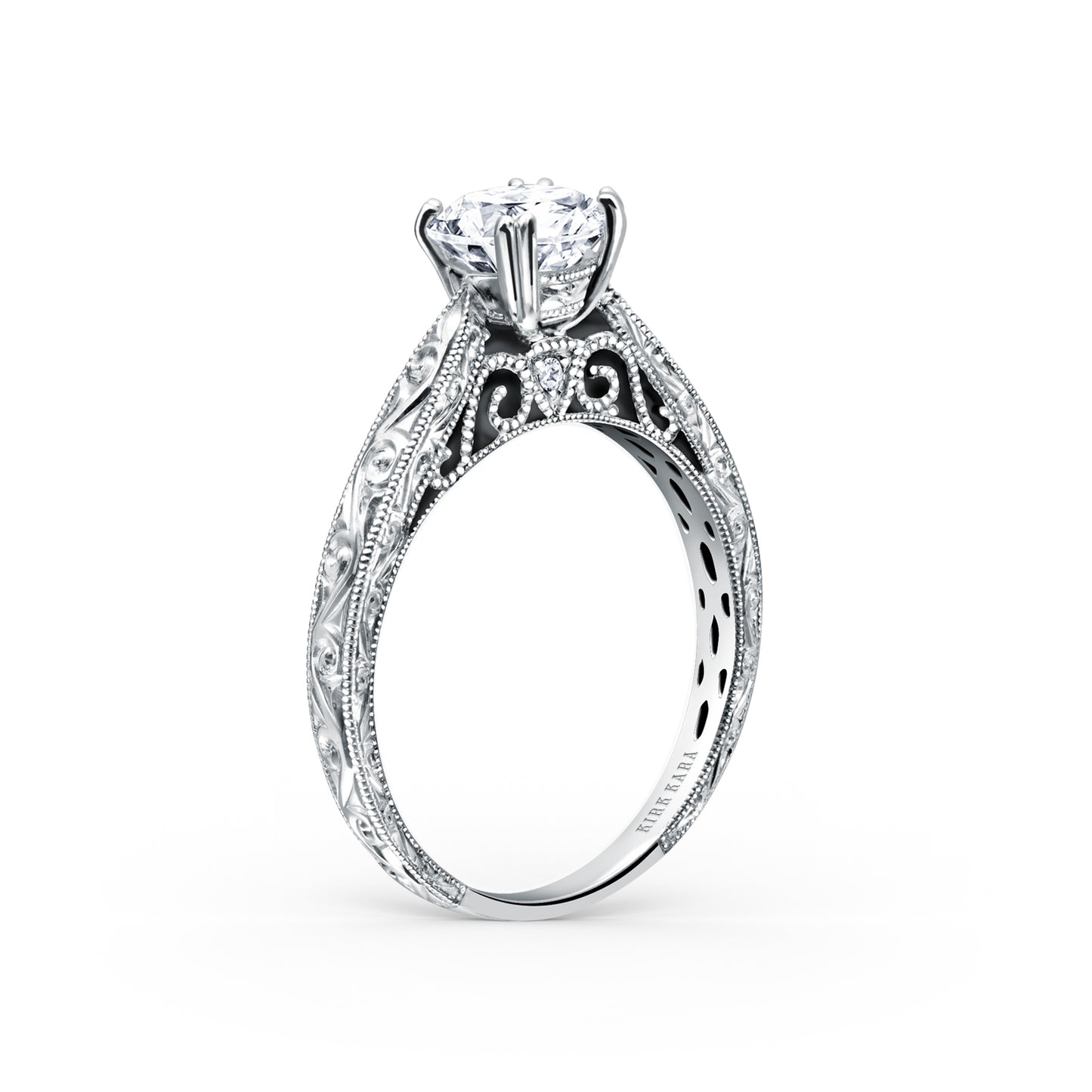 Hand Engraved Vintage Inspired Solitaire Engagement Ring