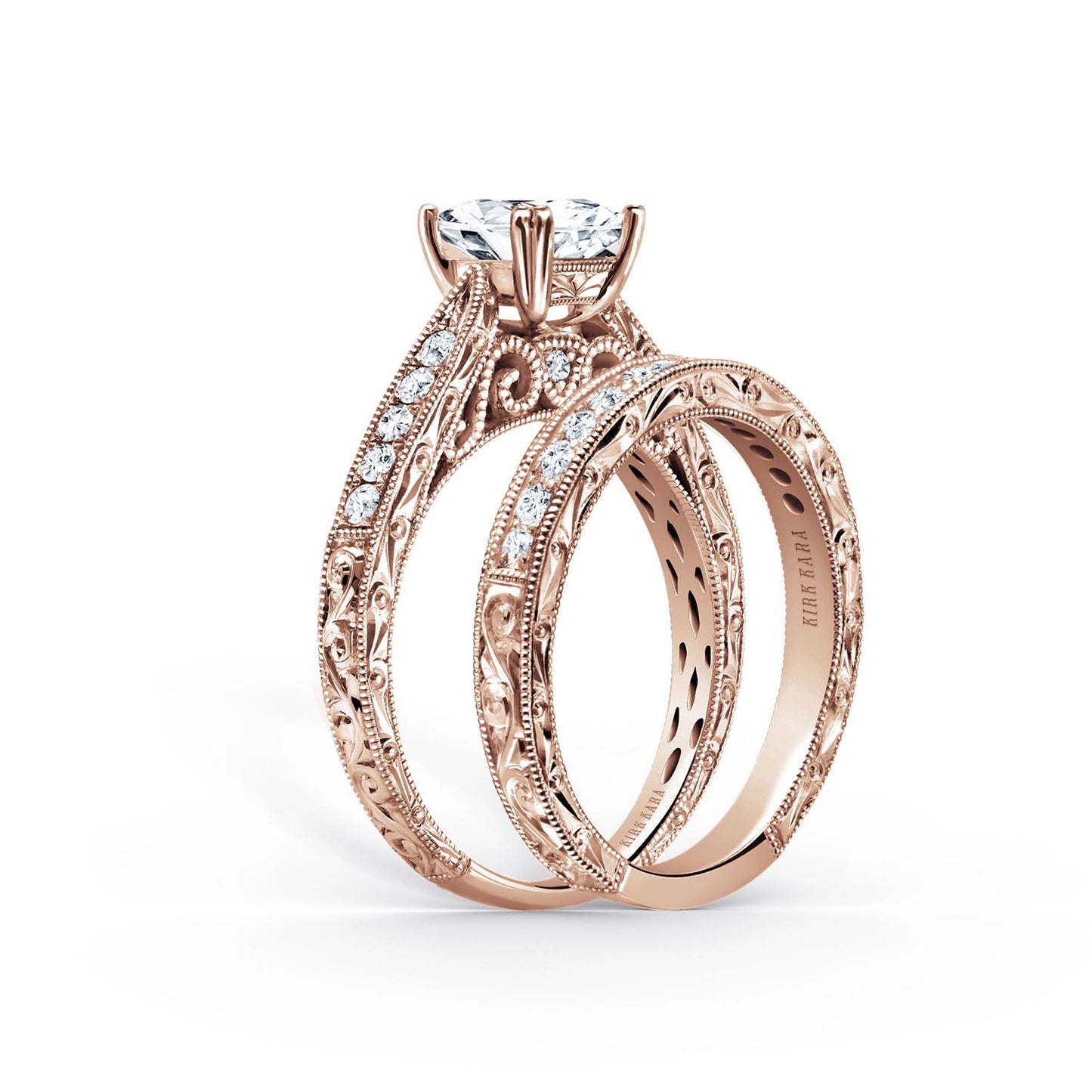 Hand Engraved Vintage Inspired Diamond Solitaire Engagement Ring