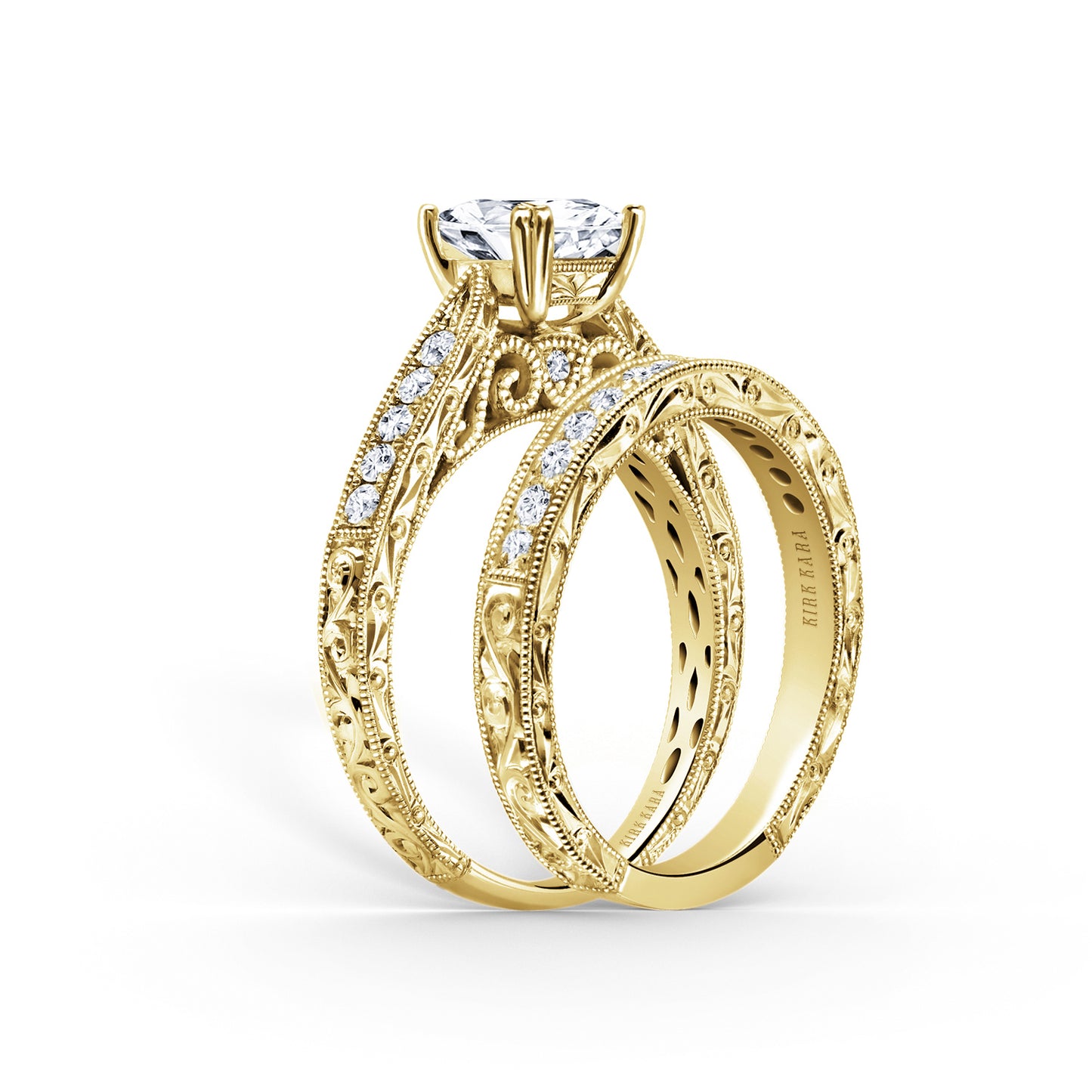 Hand Engraved Vintage Inspired Diamond Solitaire Engagement Ring