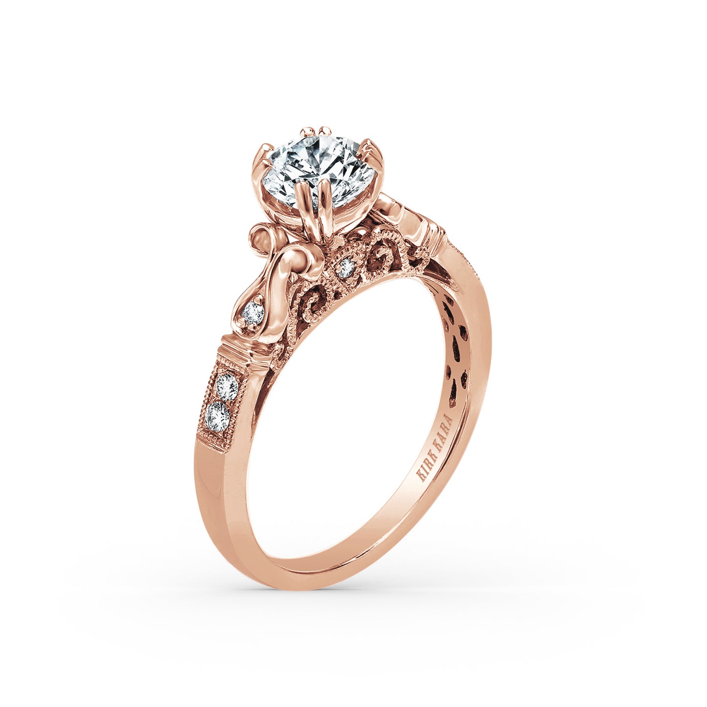 Ribbon Filigree Diamond Engagement Ring