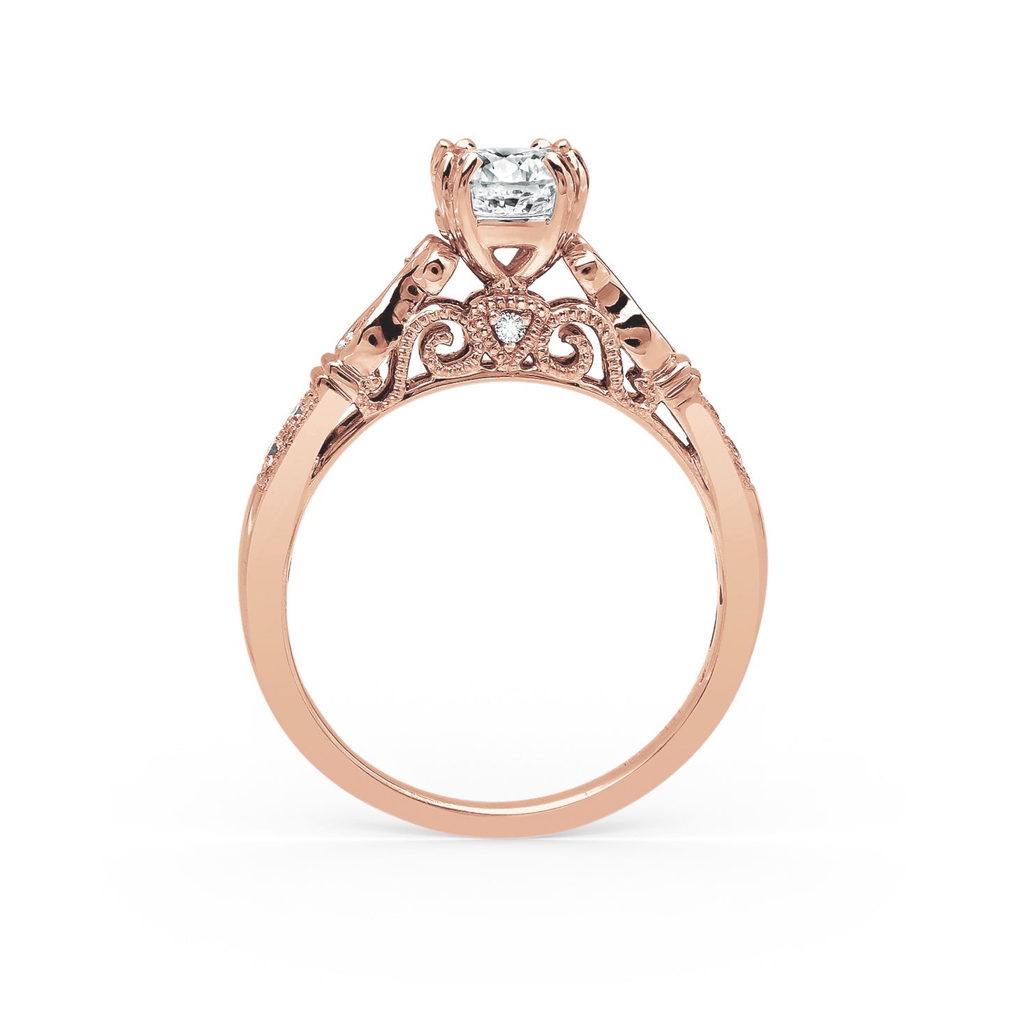 Ribbon Filigree Diamond Engagement Ring