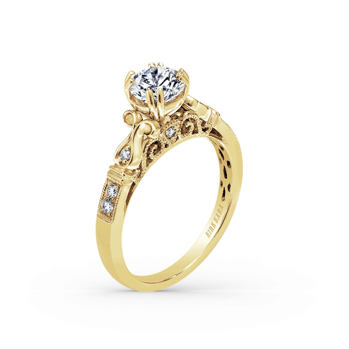 Ribbon Filigree Diamond Engagement Ring