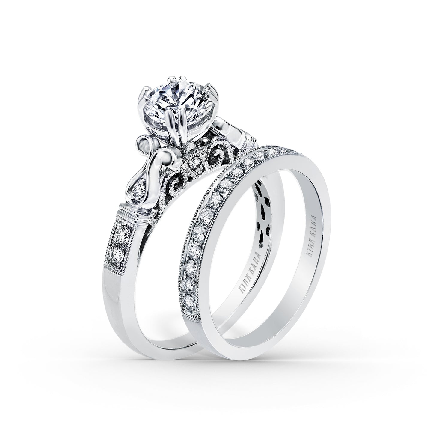 Ribbon Filigree Diamond Engagement Ring