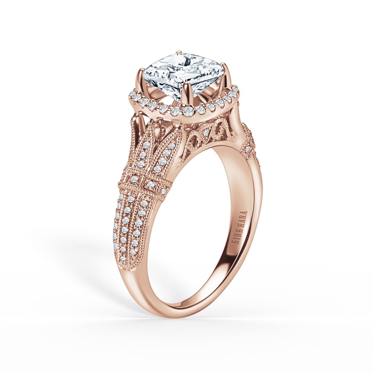 Filigree Vintage Halo Cathedral Diamond Engagement Ring