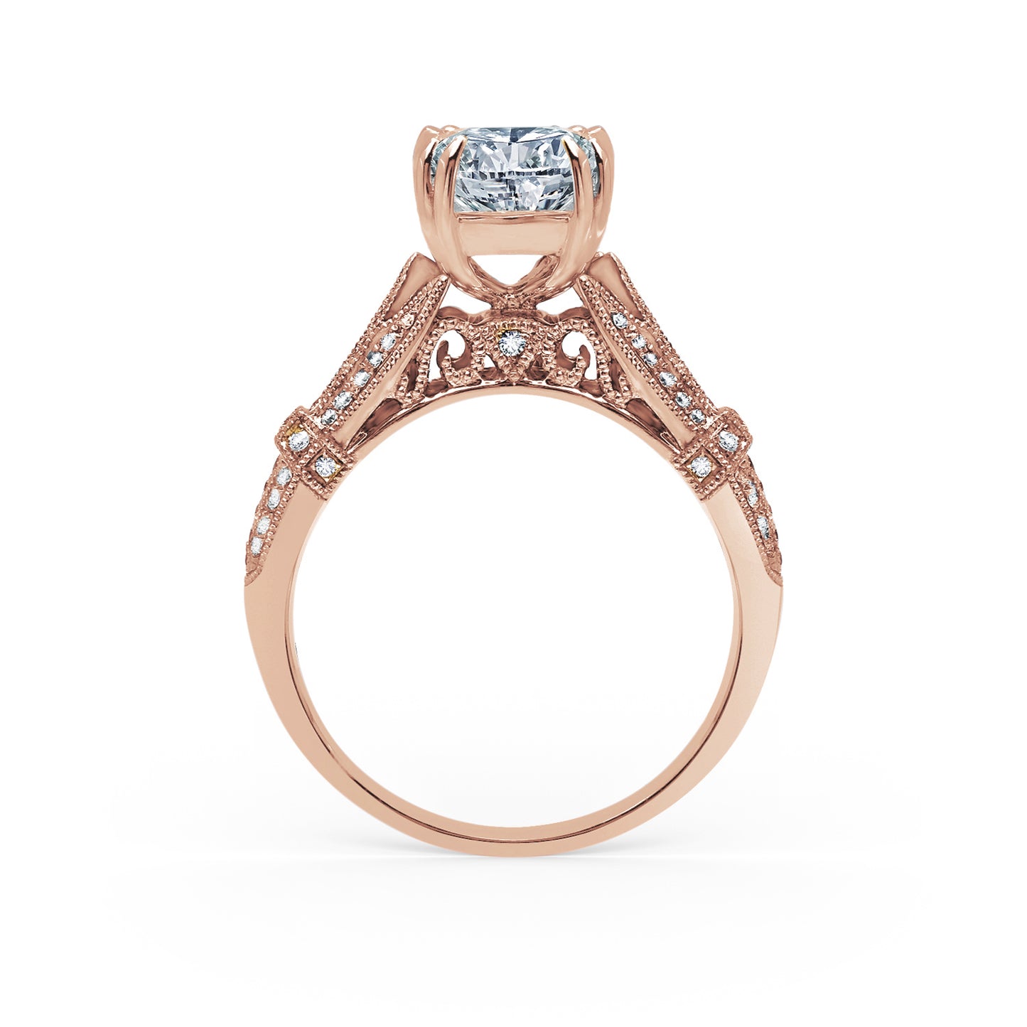 Filigree Vintage Cathedral Diamond Engagement Ring