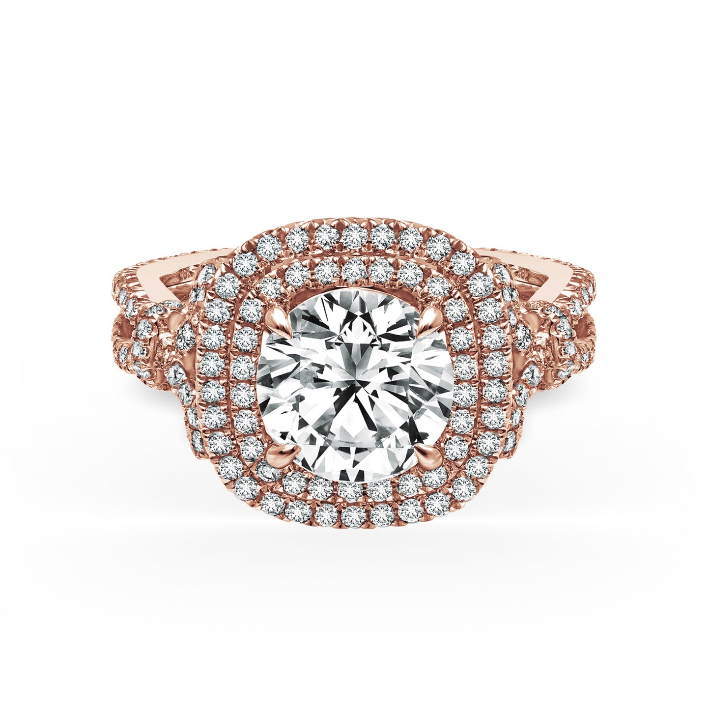 Prong Set Double Halo Diamond Engagement Ring