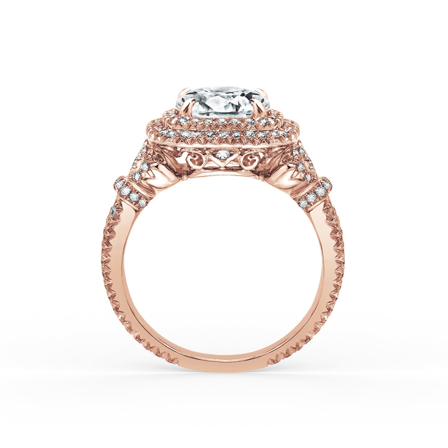 Prong Set Double Halo Diamond Engagement Ring